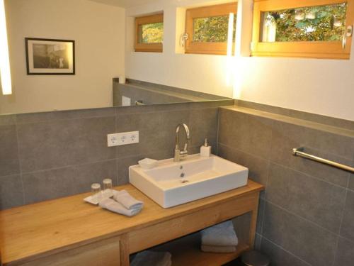 巴特维塞Suite Nuss Modern retreat的一间带水槽和镜子的浴室