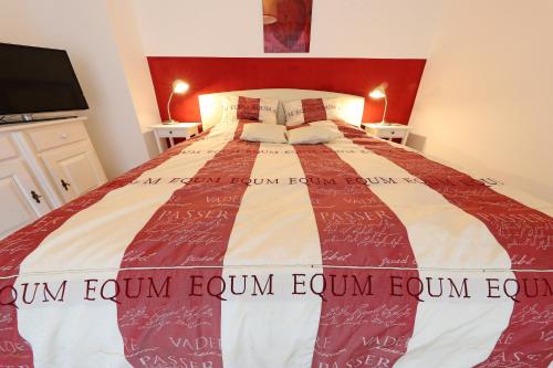 福森豪斯伊利斯酒店的一间卧室配有一张大床和红色床头板