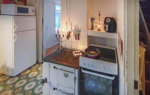 Slite3 Bedroom Cozy Home In Slite的一间带炉灶和冰箱的旧厨房