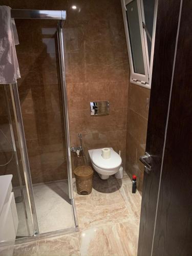 突尼斯Appartement en résidence tunis的一间带卫生间和淋浴的小浴室
