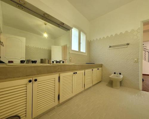 胡安莱潘Juan les pins : Villa de charme avec piscine的一间带水槽和卫生间的浴室