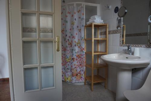 奇皮奥纳罗普里塞普拉亚酒店的一间带水槽和淋浴帘的浴室