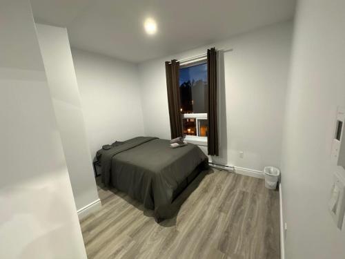 蒙特利尔Appartement 2 chambres - 202的一间带床的卧室,位于带窗户的房间内