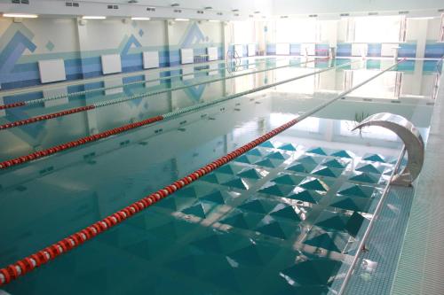 奥金佐沃MGIMO酒店的一座带游泳道的空游泳池