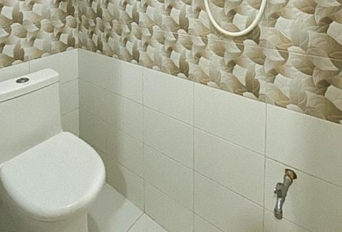 TagumRedDoorz at Queens Hometel的一间位于客房内的白色卫生间的浴室
