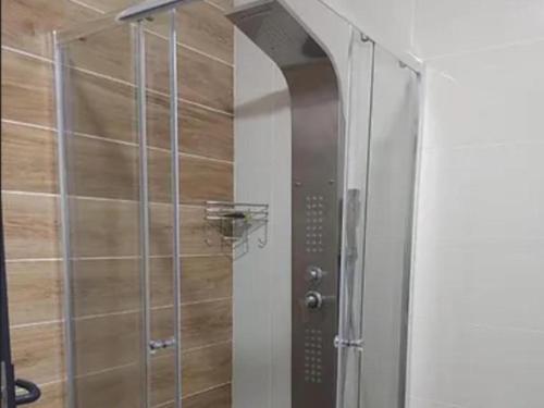 路易特里哈特30 on Bergh的浴室里设有玻璃门淋浴