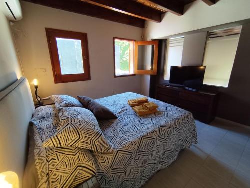 查克拉斯德科里亚Chacras de Coria Los Robles的一间卧室配有一张床和一台电视