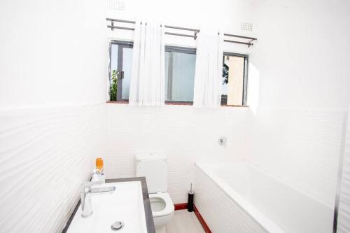 恩多拉T&T Apartment的白色的浴室设有卫生间和水槽。