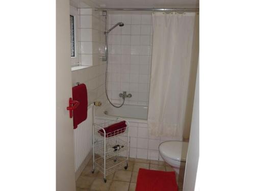 文尼斯塔特Maiken Feikes, Am Friedrichshain 2的带淋浴、盥洗盆和卫生间的浴室