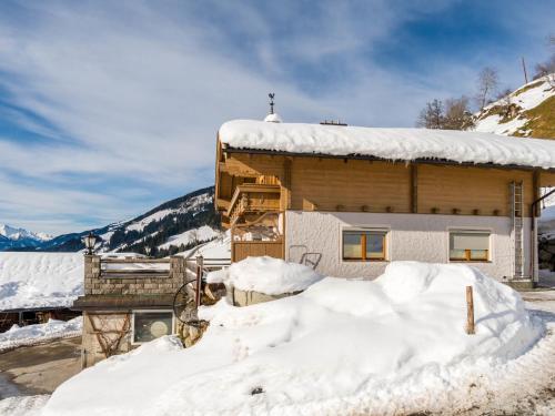 平茨高谷地霍勒尔斯巴赫Sunlit Apartment near Ski Area in Hollersbach im Pinzgau的一座被雪覆盖的建筑,周围积雪覆盖