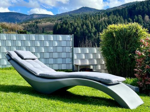 埃尔察赫WEITBLICK "entspannen - wohlfühlen - aktiv erholen"的坐在院子里的草地上的沙发