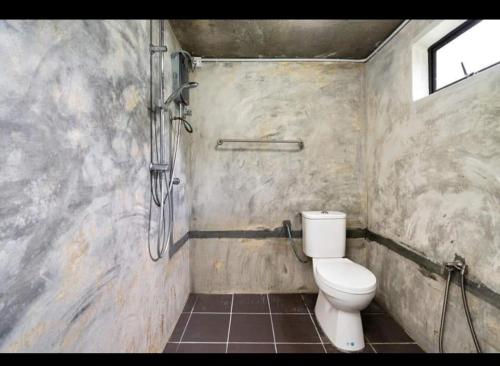 丹那拉打Hillside cottage chalet studio的一间带卫生间和淋浴的浴室