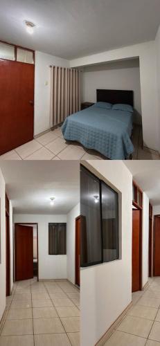 阿亚库乔Vicencio的卧室两张图片,配有一张床和电视