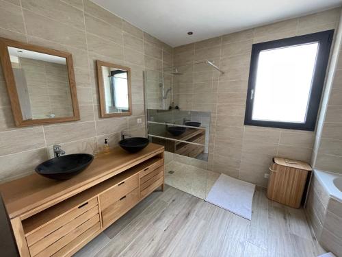 CaseneuveMaison vacance caseneuve的浴室设有2个水槽和2面镜子