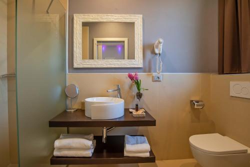 佛罗伦萨奥卡尼亚酒店的一间带水槽、卫生间和镜子的浴室