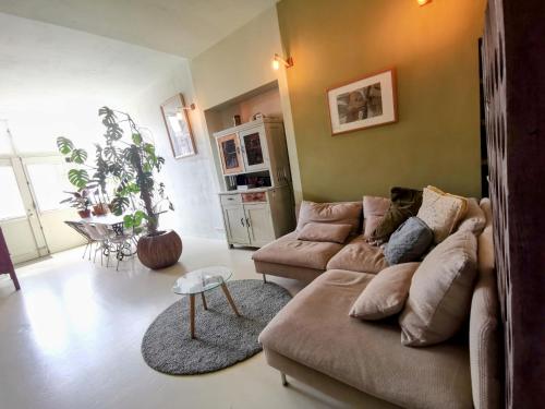 乌得勒支Slapen aan de Sluis的客厅配有两张沙发和一张沙发