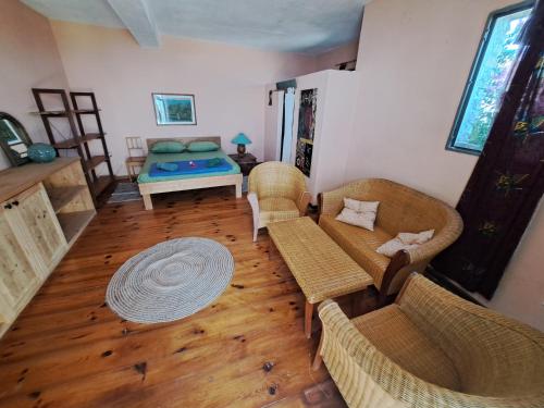 泽尔诺沃Defora holiday的客厅配有沙发、椅子和1张床