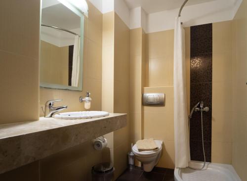 科林瓦里奥金玫瑰套房酒店的一间带水槽、卫生间和镜子的浴室