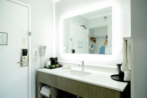 伯明翰La Quinta Inn Birmingham - Inverness的一间带水槽和镜子的浴室