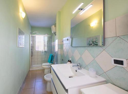 奇亚LeCalleBed-Breakfast的一间带水槽、卫生间和镜子的浴室