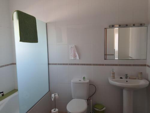 GüimeVilla Feliza的白色的浴室设有卫生间和水槽。