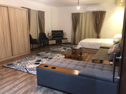 New cairoAl-Andalos Studio的客厅配有床和沙发