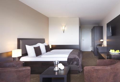 比苏姆诺蒂卡弗利森霍夫酒店的酒店客房,配有一张床和两把椅子