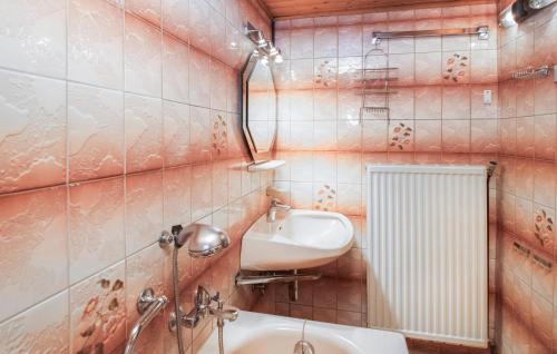 Beautiful Home In Aspangberg - St,peter With Kitchenette的浴室配有盥洗盆、镜子和浴缸
