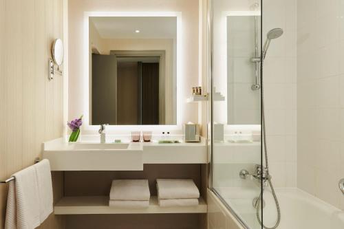 皮托巴黎拉德芳斯万丽酒店的一间带水槽和淋浴的浴室