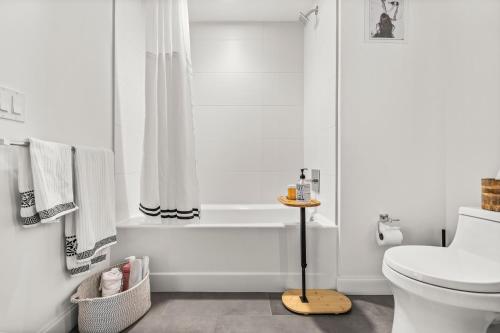 波士顿Boston West End Penthouse Edition的一间带卫生间和浴缸的浴室