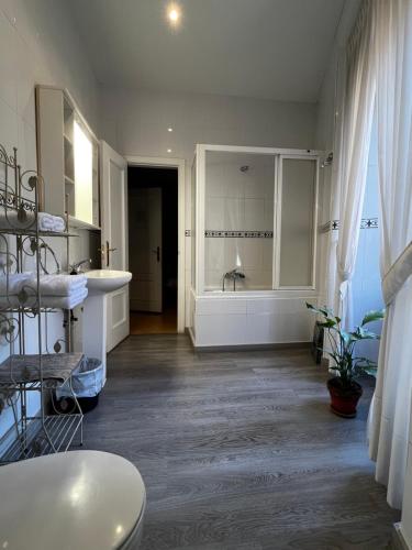 莱昂圣马丁旅馆的带浴缸和盥洗盆的大浴室