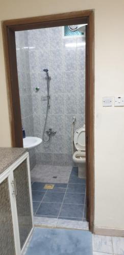 艾恩HOUSE IN AL AIN - 3的带淋浴、卫生间和盥洗盆的浴室