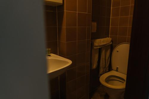 卡斯特尔莱Hotel Kempenrust的浴室配有白色卫生间和盥洗盆。