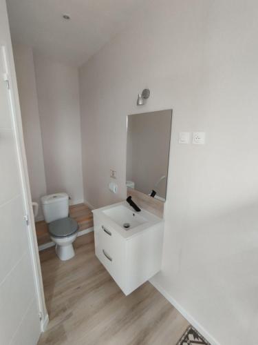 DrosnayChez Marie的白色的浴室设有卫生间和镜子