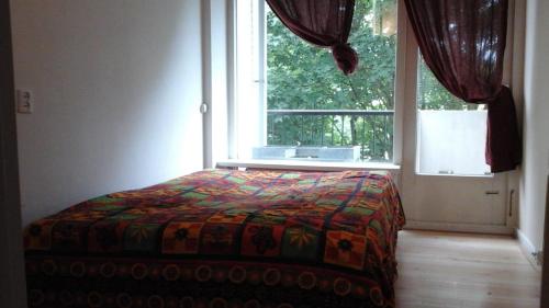 阿姆斯特丹Studio 99的卧室在窗户前配有一张床
