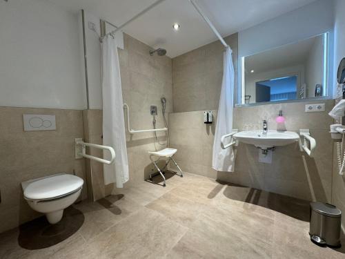 绍尔夫海德Fontane Hotel的一间带卫生间和水槽的浴室