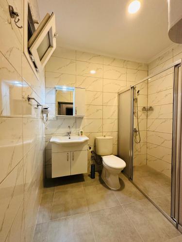费特希耶9 House的浴室配有卫生间、盥洗盆和淋浴。