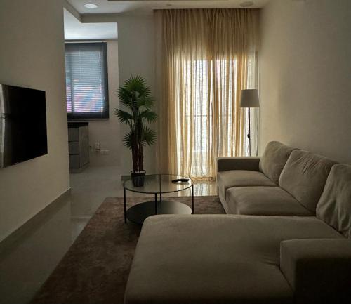 马斯喀特Cozy Apartment in Boshar的客厅配有沙发和桌子