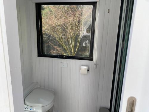 Neerim SouthThe Whistling Frog的一间带卫生间和窗户的小浴室