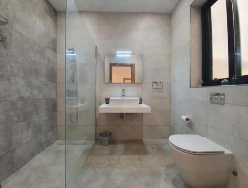 Is-SwieqiSpacious, Central & New 3-BR apartment. Wifi & AC的一间带卫生间和水槽的浴室