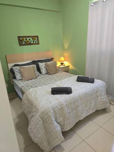 卡尚布Hospedagem Flat verde Sul de Minas的一间卧室配有一张带两个枕头的床