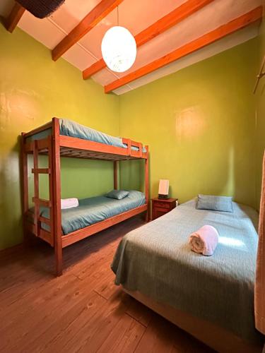 Cabañas Pewma Futrono客房内的一张或多张双层床