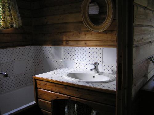 SauveterreResidences Du Golf Des Roucous的一间带水槽和镜子的浴室