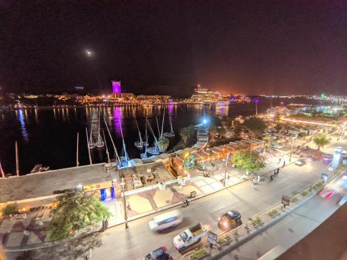 阿斯旺TOP HOTEL的港口城市的夜视