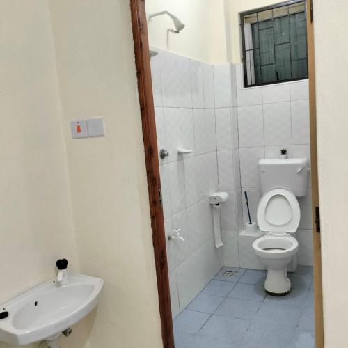 蒙巴萨CND Luxury Homes的一间带卫生间和水槽的浴室