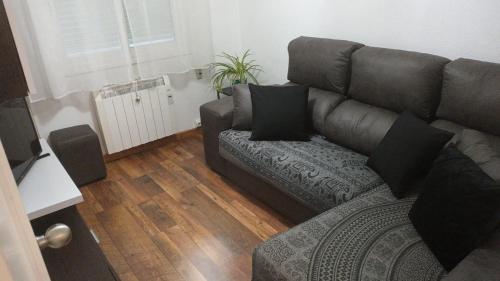 奥伦塞Enseñanza的客厅配有棕色沙发和电视