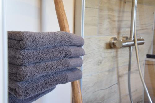 EernewoudeIt Foarhús的浴室毛巾架上的一堆毛巾