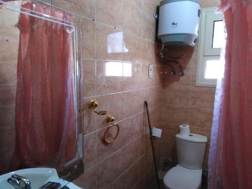 艾因苏赫纳Lasirena Resort Aqua Park-Family Only的带淋浴、卫生间和盥洗盆的浴室