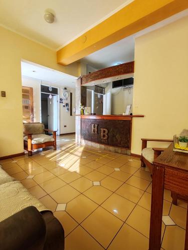 安托法加斯塔Hotel Brasil的带沙发和壁炉的客厅