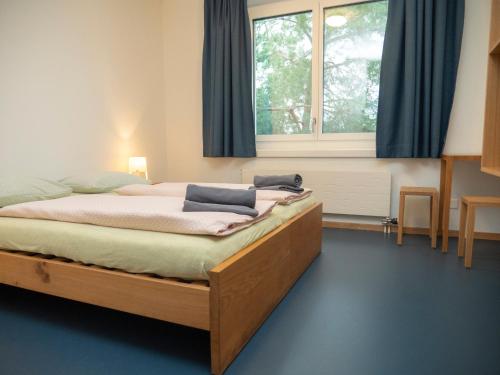 楚格楚格青年旅舍 的一间卧室设有一张大床和窗户